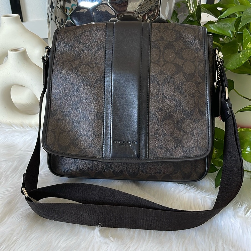 Coach Black and Brown Signature Crossbody Bag